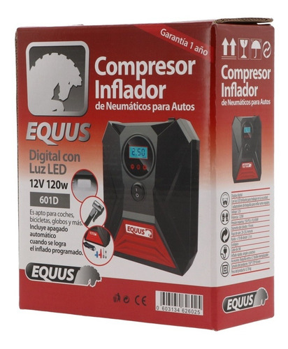 Imagen 4 de 6 de Compresor Inflador De Neumáticos Digital 12v C/luz Equus
