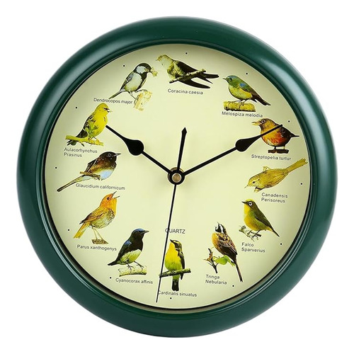 Mycense Reloj De Pared De Pájaro Cantante De 10 Pulgadas