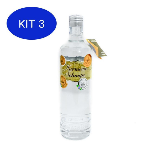 Kit 3 Cachaça Harmonie Schnaps Prata 700 Ml