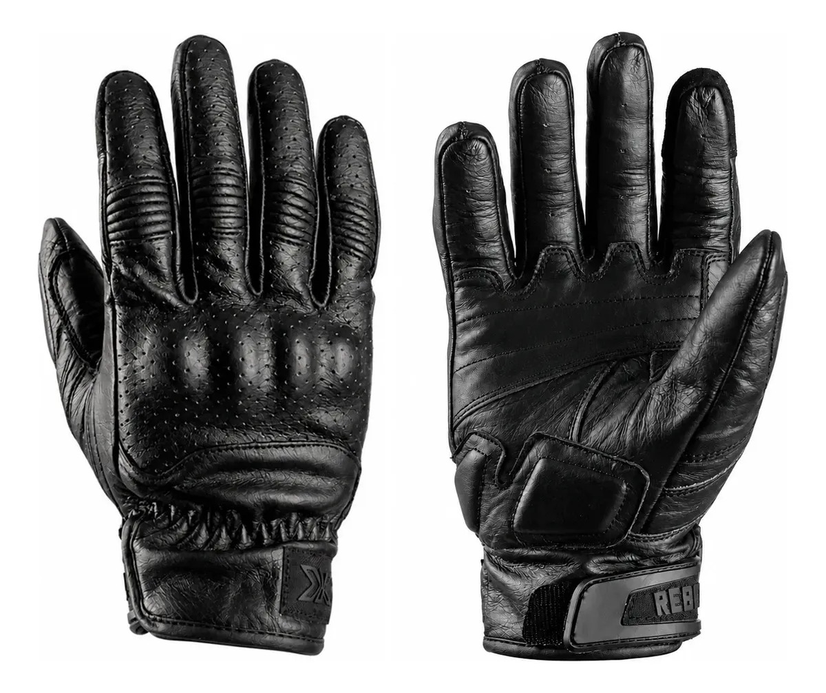 Luva Moto Couro Touch Texx Rebel Custom - Motociclista Preto M