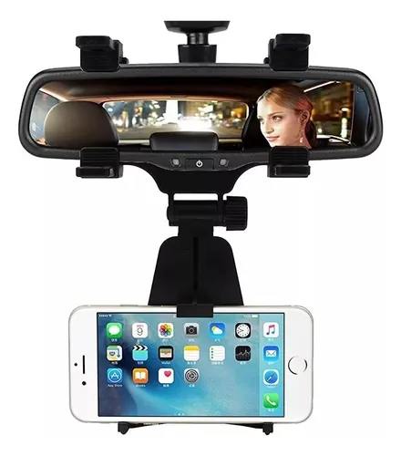 Soporte Para Celular Para Auto Espejo Retrovisor Montaje Seguro Y Ajustable Para Una Visibiiidad Óptima Mientras Conduces