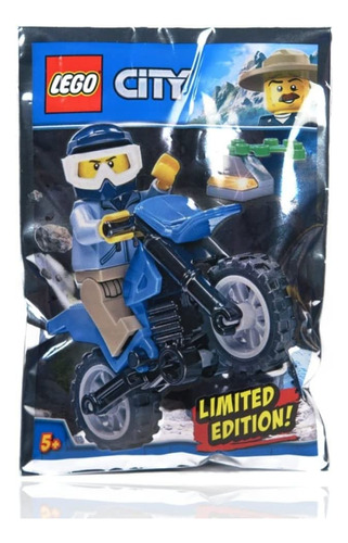 Lego Town City Police Minifigura - Dirt Biker Con Blue Dirt