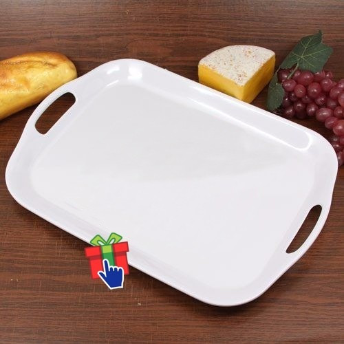 Imagen 4 de 5 de Set X 6 Bandeja De Melamina Blanca 46 X 32 Cm Fast Food