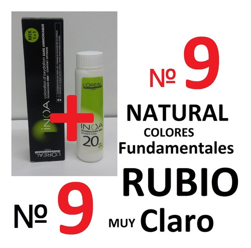 Kit Loreal Tintura Inoa 9 Sin Amoniaco 60 G + Revelador 60 G