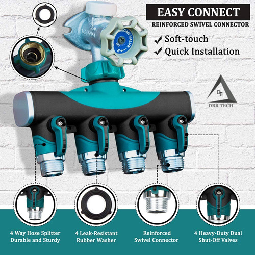 Dbr Tech 4 Way Garden Hose Splitter For Outdoor Lawn And Aa