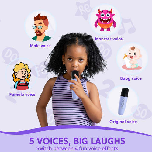 Máquina De Karaoke Portátil Con 2 Micrófonos Inalámbricos