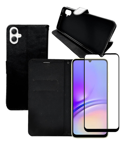 Capa Capinha Carteira Para Samsung A05 + Película Vidro 3d