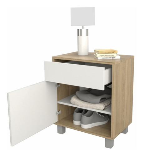 Mesa De Luz Sistema Push Minimalista Moderna Correderas Meta Color Nevado Everest