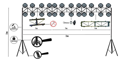 Pedestal Tripé P/iluminação Profissional Dj 3x3 M C/treliças