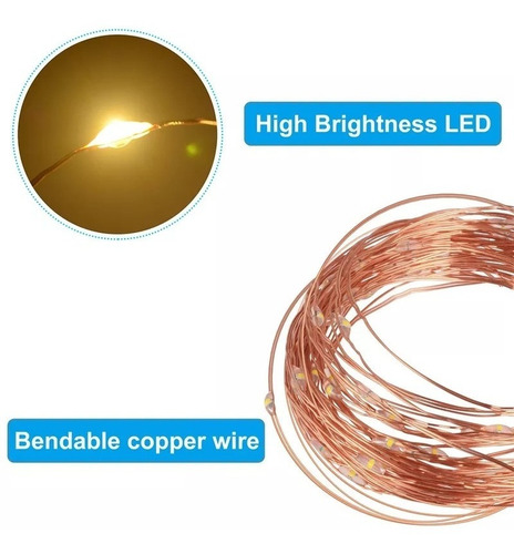 Imagen 2 de 4 de Led Alambre Guirnalda 10mts Con Control