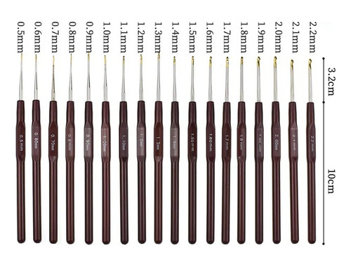 Set De Crochet Fino 18 Un. Desde 0.5 Mm A 2.2 Mm