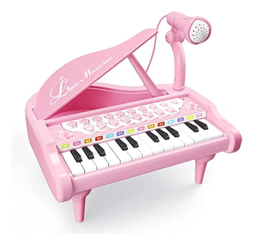 Litaonner Pink Toy Piano Con Micrófono Para Niñas Regalos De