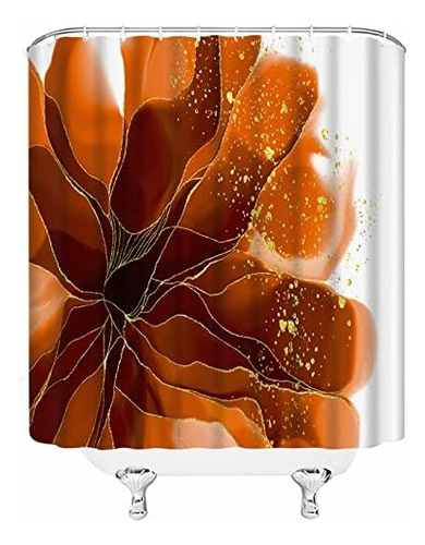 Edomgnih Cortina De Ducha Naranja, Arte Floral Abstracto, Pé