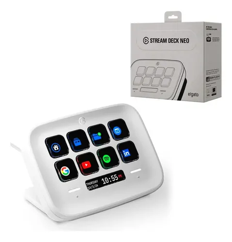 Controlador De Streaming Elgato Stream Deck Neo De 8 Teclas Branco Controlador De Streaming Elgato Stream Deck Neo De 8 Teclas Branco