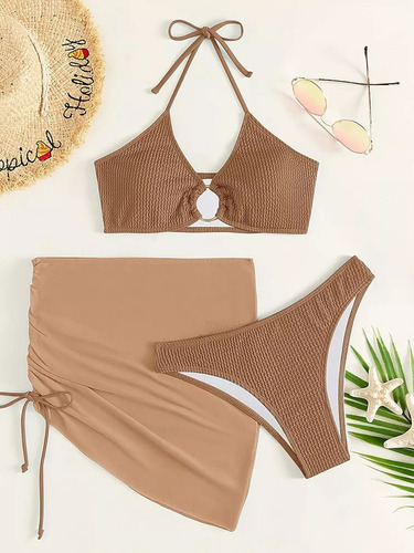Conjunto De Trajes Baño De Traje De Baño De Tres Piezas