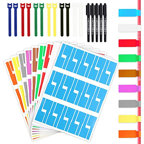  9 Sheet Self Adhesive Cable Labels And 12 Pcs Hook And...