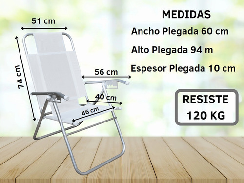 Reposera Aluminio 5 Posiciones Alta Kit X2- Disentino®