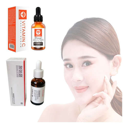 Imagen 1 de 8 de Dúo Serum Facial Ácido Hialurónico Horec + Vitamina C Dissar