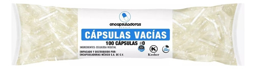 Capsulas Vacias #0, 100 Caps, Vegetales Veganas