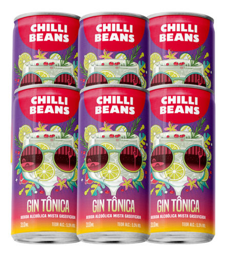 Bebida Alcoólica Chilli Beans Drinks Gin Tônica Pack 6x310ml