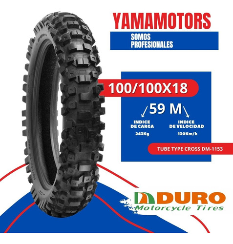 Caucho Duro 100/100x18 Tt Tube Type Cross 59m