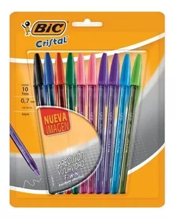 Boligrafo Bic Cristal Precision 10 Piezas Ultra Fino 0.7 Mm Color De La Tinta Varios Color Del Exterior Humo