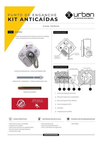 Imagen 2 de 3 de Punto De Anclaje De Fijacion Anticaidas De Acero Inoxidable