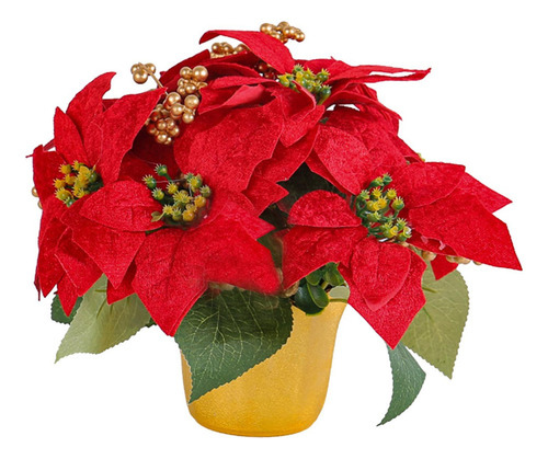Planta De Poinsettia Roja Artificial, Poinsettia Roja En