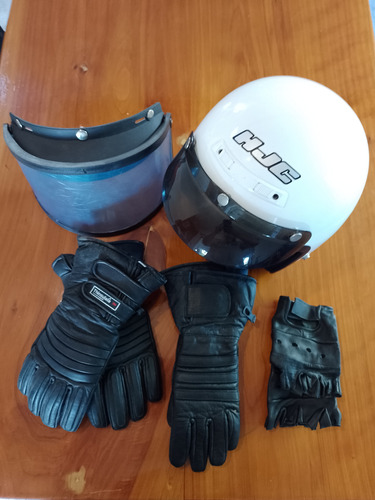 Casco Retro Hjc, 3 Pares De Guantes Y Visera Intercambiable