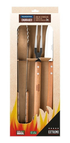 Set Tramontina Parrillero 3 Pz Utensillos Churrasco Acero