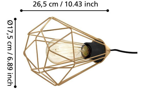 Lámpara Sobremesa Tarbes Acero dorado H265 DM175 E27 1x60W IP20 Cod.43685