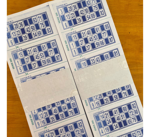 Cartones Para Bingo Descartables 2016 Unidades X 5 Series