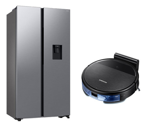 Geladeira Samsung Rs57 560l 127v + Aspirador Robô Wi-fi Cor Inox look
