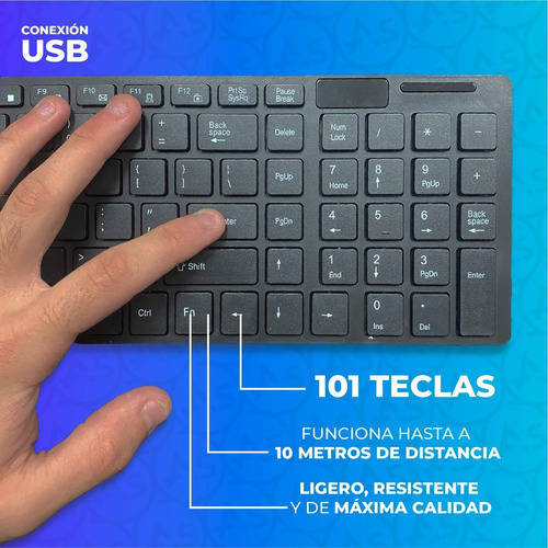 Imagen 4 de 10 de Kit Teclado Y Mouse Inalambrico Usb Combo Periféricos Pc