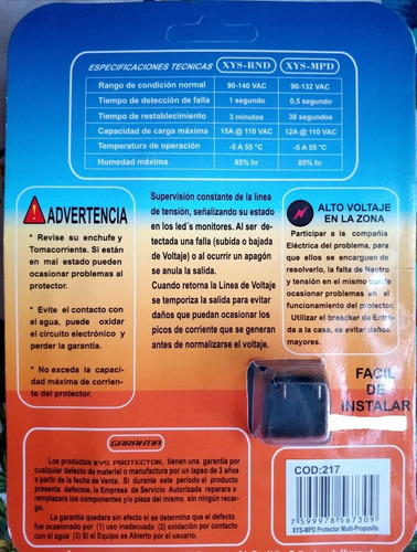 Imagen 3 de 5 de Protector Voltaje Para Hornos Microondas 120v Multipropósito