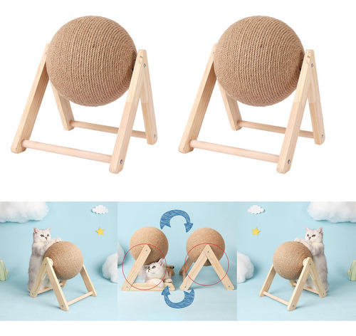2 Pelotas De Madera Divertidas Para Rascar Gatos