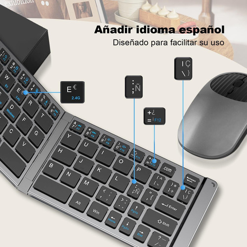 Teclado Y Ratón Inalámbricos Plegables, Mini Teclado Y Ratón