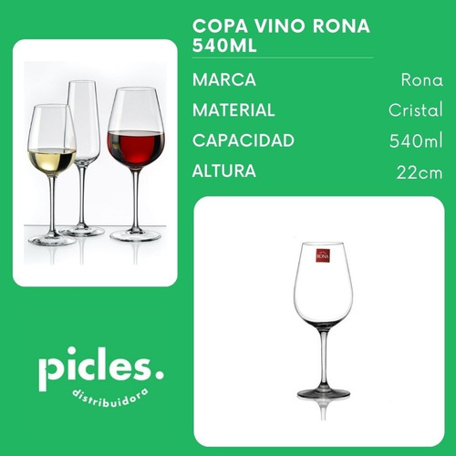 Imagen 3 de 9 de Copas Vino Cristal Rona Salut 540ml X 6 Unidades
