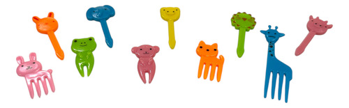 Pinches + Minitenedores Animales X 10 Vianda Picada Agua Animales
