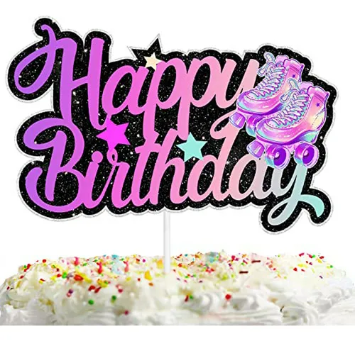 Decoración Tarta Patines De Ruedas Niños Cumpleaños Retro Hi