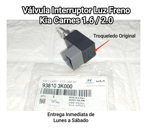 Válvula Interruptor Luz De Freno Kia Carens 1.6  / 2.0 