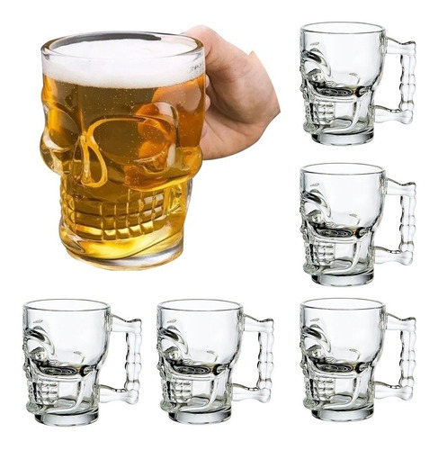 Caneca P/ Chopp Caveira Cerveja 6pçs 510ml Class Home