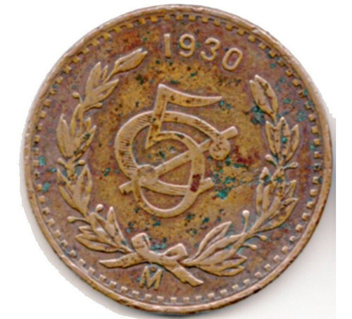 Moneda  5  Centavo Cobre  Laurel  1930 L1h15c3r4