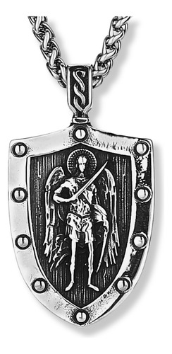 Collar Amuleto Arcangel St.michael Acero Inoxidable Hombre 