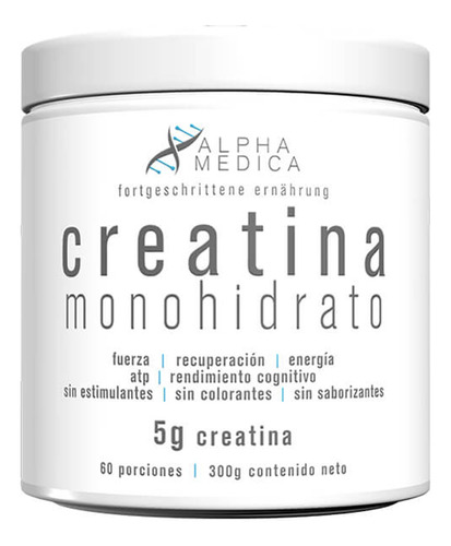 Creatina Monohidratada 300grs 60sv Sin Sabor - Alpha Medica