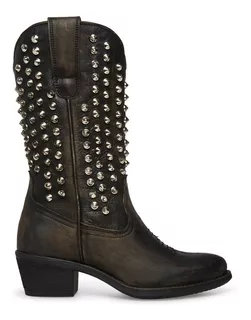 Steve Madden Botas Vaqueras Hayward Estoperoles Piel Negro