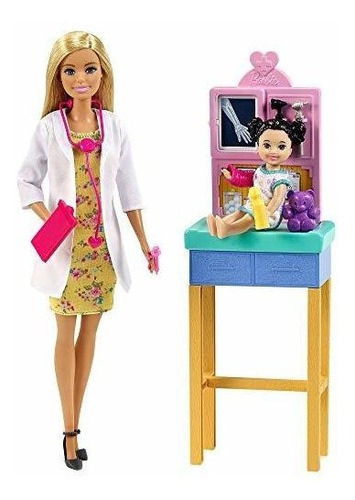 Juego De Pediatra Barbie, Muñeca Rubia 