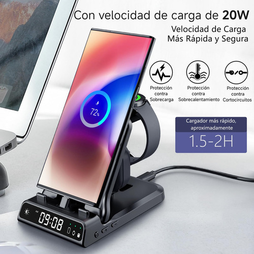 Estación de Carga Rápida 25W USB-C 3 en 1 Plegable para Samsung Galaxy S25/S24/Z Flip/Fold 6, A56/A35, Buds USB-C y Reloj Galaxy Watch Ultra/7/6/5, SwanScout 701S