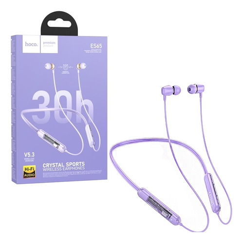 Auriculares Inalámbricos Deportivos Hoco Es65 In Ear Morado