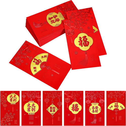 36 Piezas Sobres Rojos De Año Nuevo Chino Paquetes De Dinero